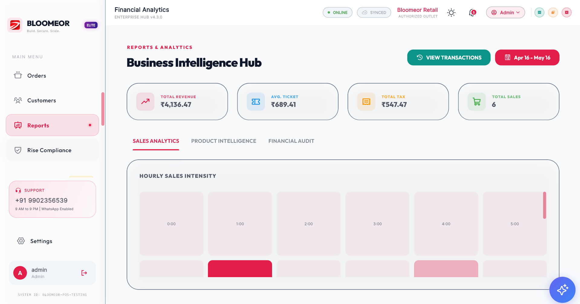 Bloomeor reports dashboard for sales and business performance